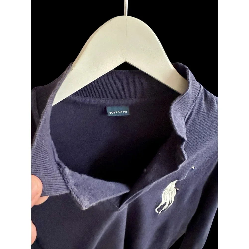 Vintage 90's Polo Big Horse Long Sleeve Shirt‎ Sz Small/Medium Navy Custom Fit